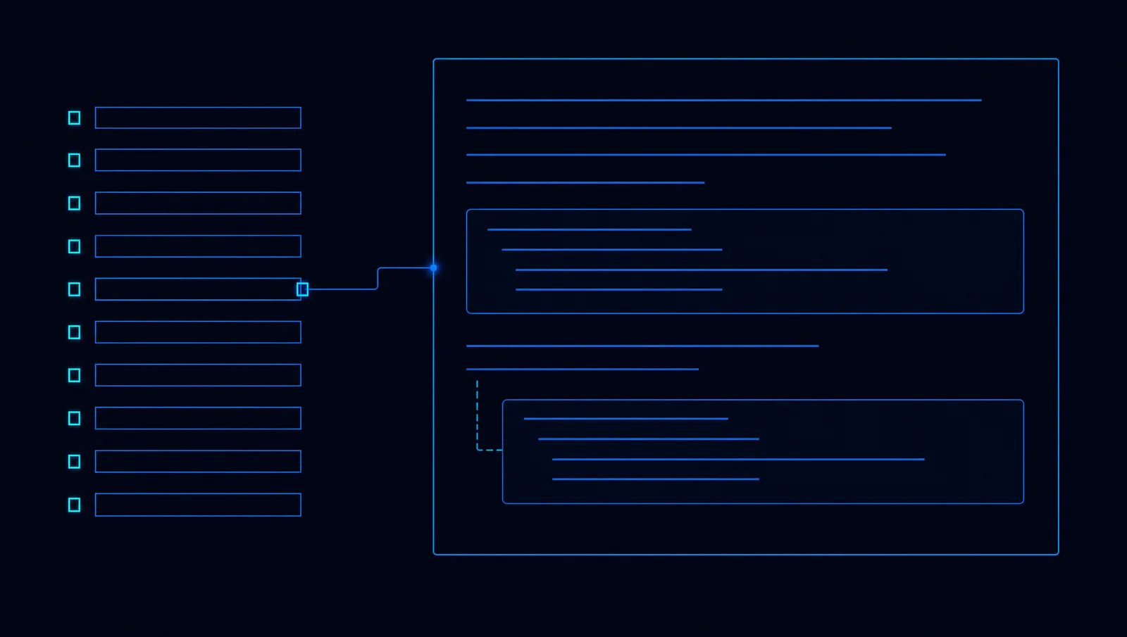 Abstract documentation layout with an endpoint navigation column and content panel