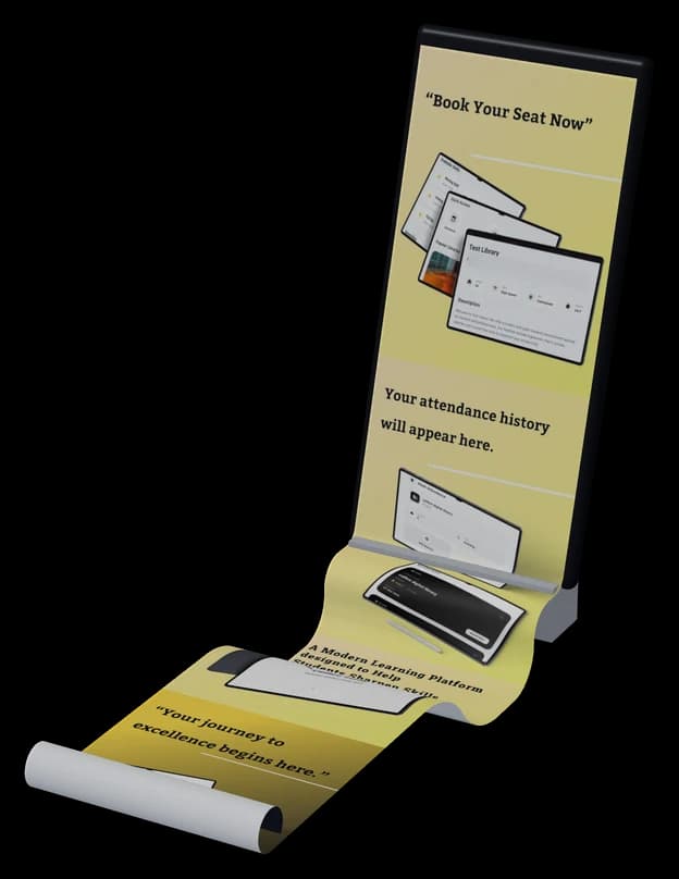 Calibre Study: the app on a phone, its screens flowing out as one long sheet