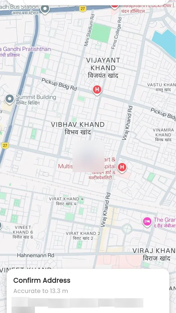 DashFlow location confirmation on a street map before check-in