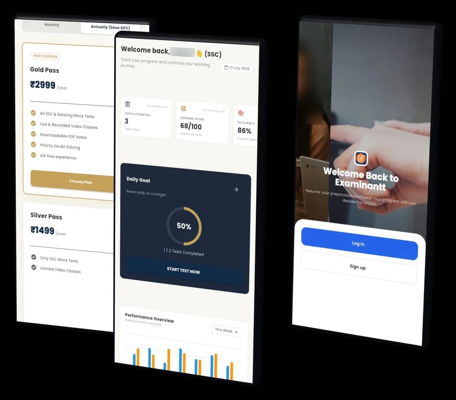 Examinantt: the app screens on phones