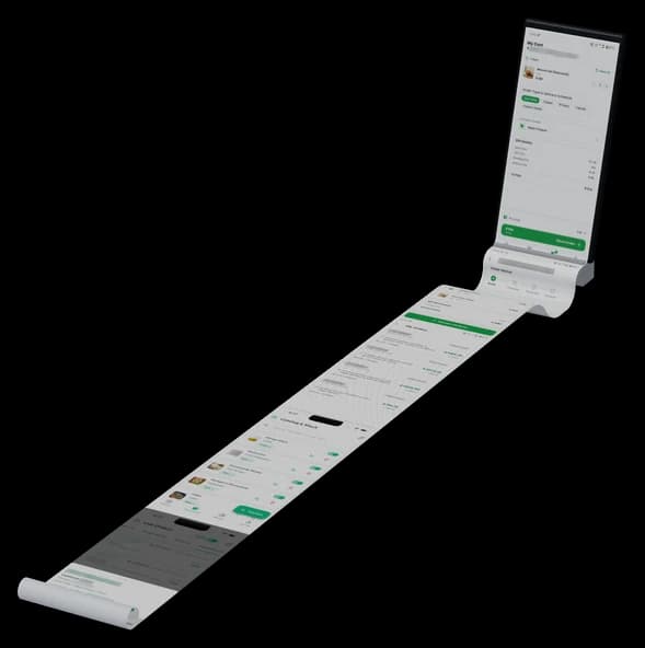 Veg King: the app on a phone, its screens flowing out as one long sheet